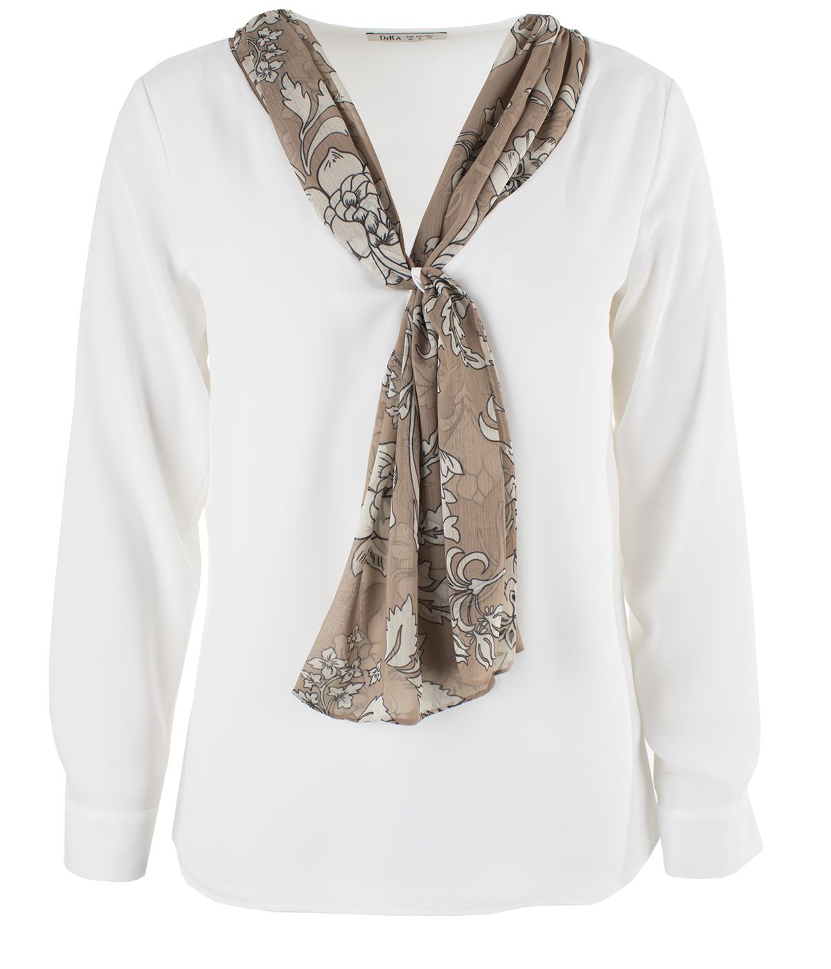Blouse with contrasting floral print shawl collar 0